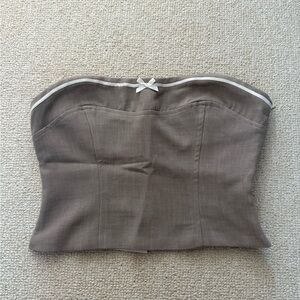 Tiger Mist Taupe Strapless Top with Bow Detail
